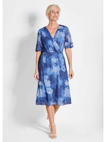 GOLDNER Mesh-Kleid in blau / gemustert