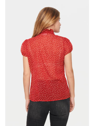 SAINT TROPEZ Kurzarm-Bluse LiljaSZ Slim fit in Tango Red Drea Dot