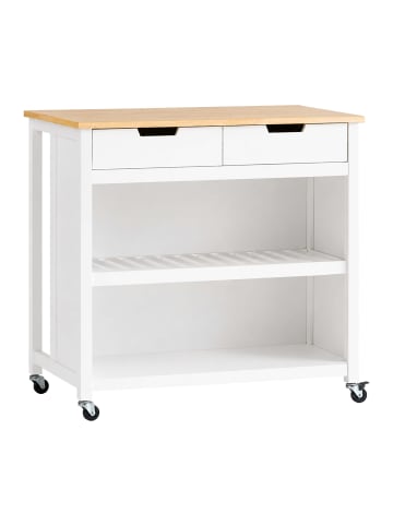 relaxdays Küchenwagen in Weiß/ Natur - (B)100 x (H)94 x (T)60 cm