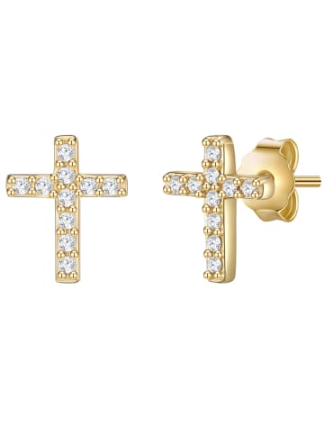 Glanzstücke München Ohrringe Kreuz aus Sterling Silber mit Topas in gelbgold