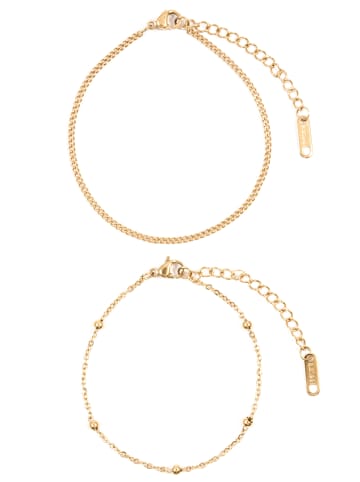 Hey Happiness Vergold. Armbänder 2er Set Edelstahl in Gold