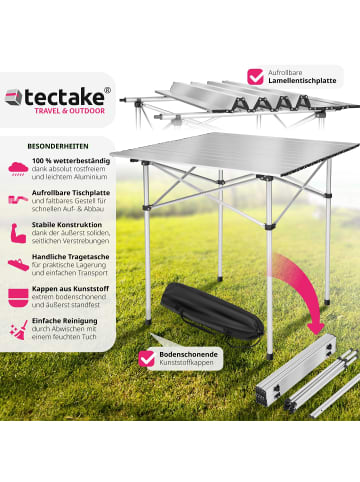 tectake Aluminium Campingtisch  70 x 70 x 70 cm, grau