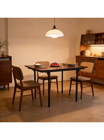 relaxdays Esstisch in Dunkelbraun/ Schwarz – (B)120 x (H)76 x (T)78 cm