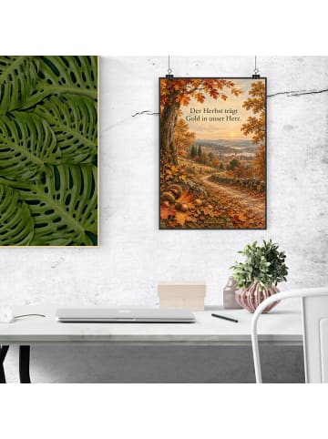 Mr. & Mrs. Panda Posterdruck Landschaft nostalgisch Design mit S... in Weiß