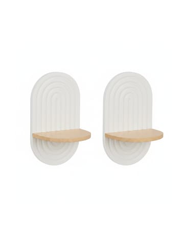 relaxdays 2 x Wandregal in Weiß/ Natur - (B)20 x (H)33 x (T)15 cm