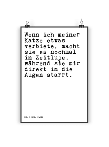 Mr. & Mrs. Panda Poster Wenn ich meiner Katze... mit Spruch in Weiß