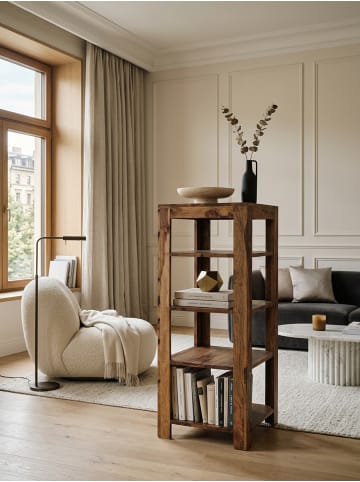 Standregal MUMBAI Massiv-Holz 105 cm Wohnzimmer-Regal mit 4