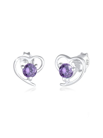 Elli Ohrringe 925 Sterling Silber Herz in Violett