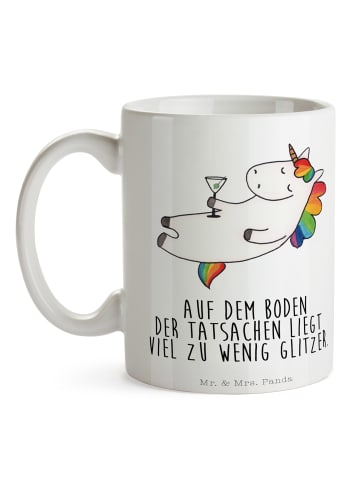 Mr. & Mrs. Panda Tasse Einhorn Blümchentail mit Spruch in Weiß