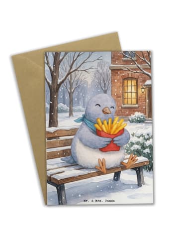 Mr. & Mrs. Panda Glückwunschkarte Taube Winter Pommes Design ohn... in Weiß