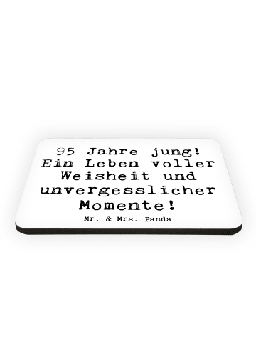Mr. & Mrs. Panda Kühlschrankmagnet Spruch 95. Geburtstag Weishei... in Weiß