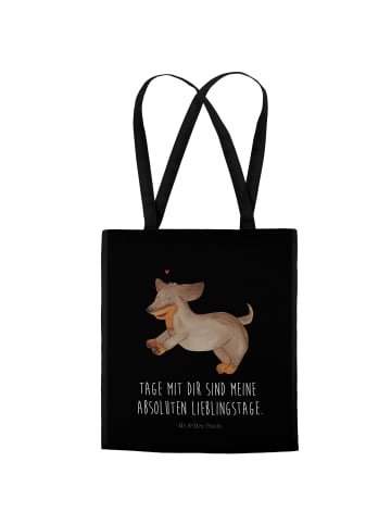 Mr. & Mrs. Panda Tasche Hund Dackel mit Spruch in Schwarz