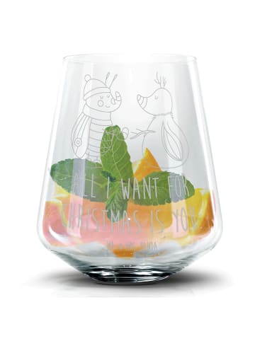 Mr. & Mrs. Panda Blümchentail Glas Nachtfalter Schneemann mit Spruch in Transparent