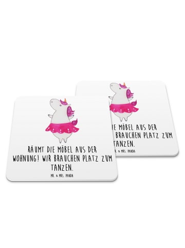 Mr. & Mrs. Panda Untersetzer für Gläser Einhorn Ballerina mit Sp... in Weiß