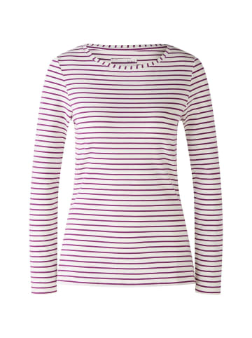 Oui Langarmshirt SUMIKO elastische Cotton-Modalmischung in white violett