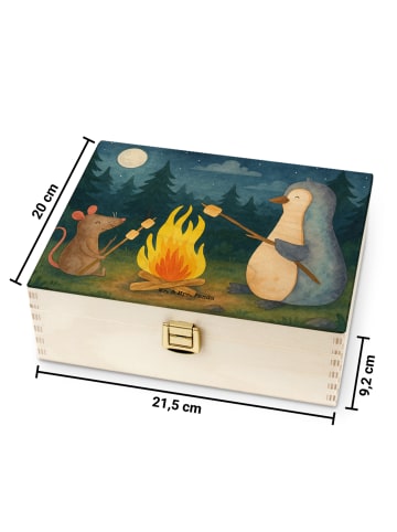 Mr. & Mrs. Panda Tee Box Pinguin Lagerfeuer Design ohne Spruch in Weiß