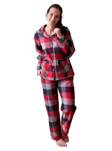 NORMANN Flanell Pyjama Schlafanzug Karodesign - 48900 in rot
