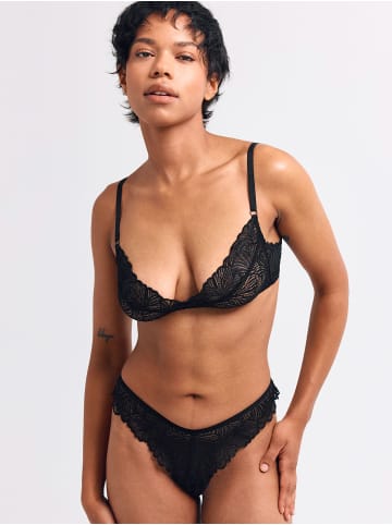 Erlich Textil  Spitzen String FLUID LACE BRAZIL in schwarz