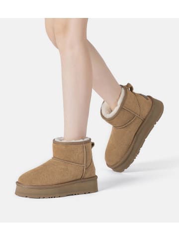 EVERAU Australia Leder Plateau Kurzstiefel - Dusky in Kastanie