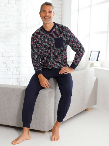 Sieh an! Schlafanzug in marine-rot-bedruckt