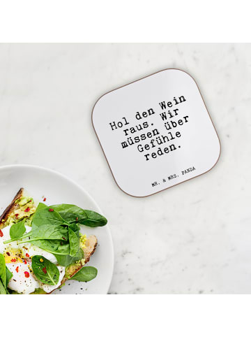 Mr. & Mrs. Panda Untersetzer Glas Hol den Wein raus.... mit Spruch in Weiß