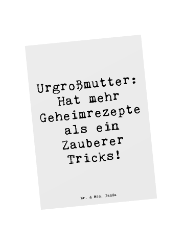 Mr. & Mrs. Panda Postkarte Urgroßmutter Schätze mit Spruch in Weiß