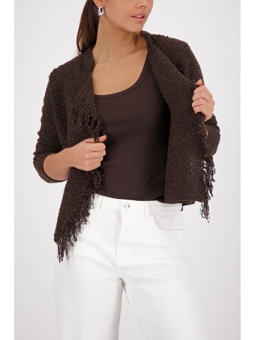 monari Stilvolle Strickjacke mit Webstruktur und Pailletten in Dark Chocolate