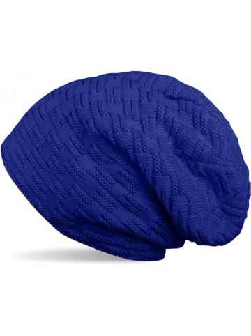 styleBREAKER Feinstrick Beanie Mütze in Royalblau