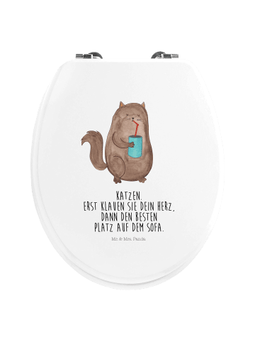 Mr. & Mrs. Panda Toilettendeckel Katze Dose mit Spruch in Weiß