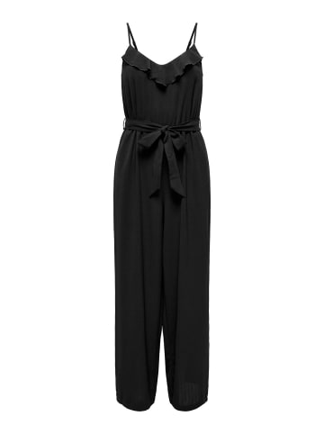 ONLY Jumpsuit Gürtel Taille Rüschen Schmale Träger in Schwarz-3