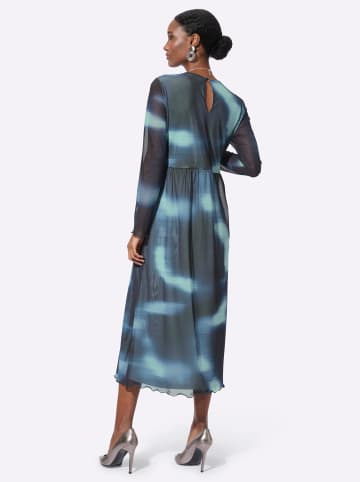 creation L Mesh-Kleid in marine-kalkmint-bedruckt