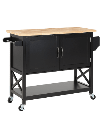 Beliani Servierwagen MELE in Schwarz/Braun - (W) 102 x (H) 90 x (L) 44 cm