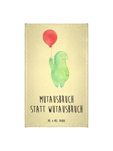Mr. & Mrs. Panda Gästehandtuch Schildkröte Luftballon mit Spruch in Gelb Pastell