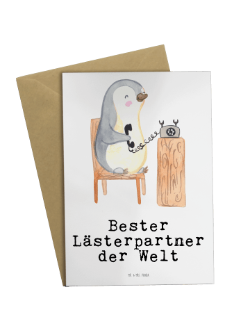 Mr. & Mrs. Panda Klappkarte Pinguin Bester Lästerpartner der Wel... in Weiß