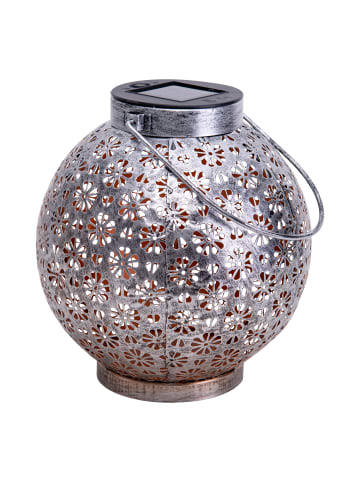 näve LED Solarleuchte "BLUMENMUSTER" in silber - (L)18 cm x (B)18 cm x (H)19.5 cm