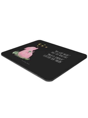 Mr. & Mrs. Panda Mousepad Schwein Glück mit Spruch in Schwarz