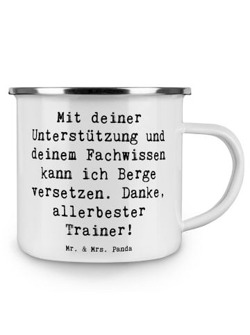 Mr. & Mrs. Panda Emaille Tasse Spruch Bester Trainer mit Spruch in Weiß