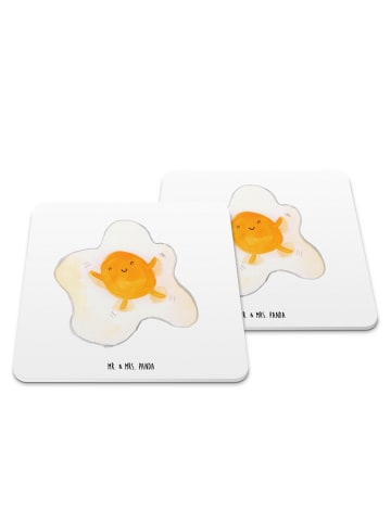 Mr. & Mrs. Panda Untersetzer für Gläser Spiegelei Ei ohne Spruch in Weiß