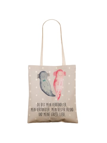 Mr. & Mrs. Panda Tote Bag Axolotl Freundin mit Spruch in Grau Pastell