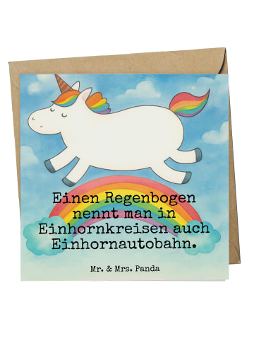 Mr. & Mrs. Panda Deluxe Karte Einhorn Regenbogen Design mit Spruch in Weiß