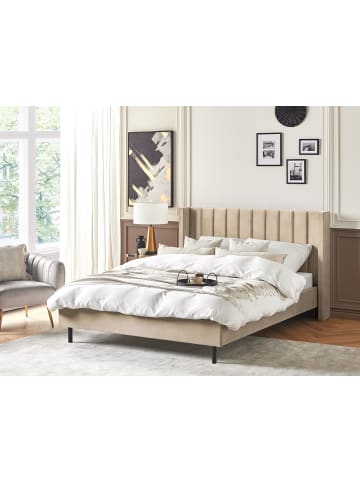 Beliani Doppelbett VILLETTE in Beige/Schwarz - (W) 185 x (H) 115 x (L) 222 cm