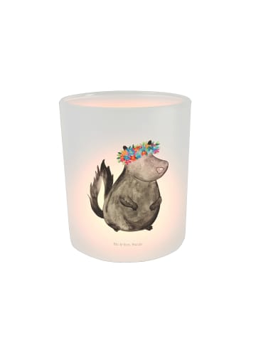 Mr. & Mrs. Panda Teelichthalter Glas Stinktier ohne Spruch in Transparent