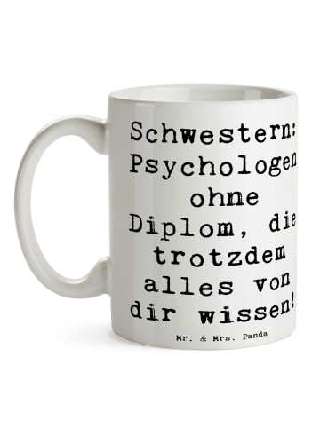 Mr. & Mrs. Panda Tasse Schwestern Psychologen mit Spruch in Weiß