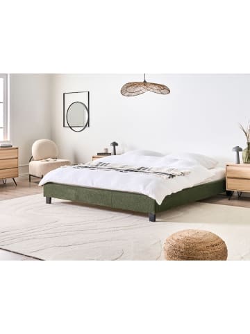 Beliani 2-tlg Doppelbett ROANNE in Grün/Braun