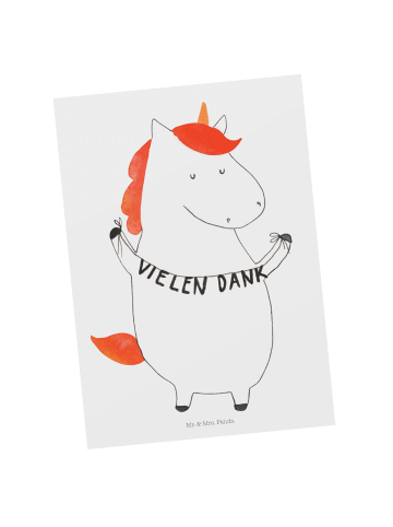 Mr. & Mrs. Panda Grußkarte Einhorn Dankeschön ohne Spruch in Weiß