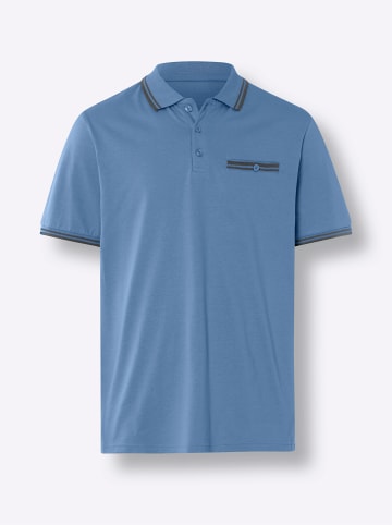 Sieh an! Kurzarm-Poloshirt in mittelblau