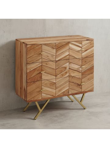 KADIMA DESIGN Sideboard 90x86,5x40 cm Akazie Massivholz / Metall Anrichte, Kommode