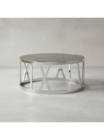 KADIMA DESIGN Glastisch Rund | Metall Silber, 60x60cm, Modern in Silber