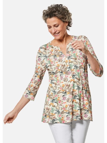 GOLDNER Figurschmeichelndes Drucktunika-Shirt in weiß / bunt / gemustert