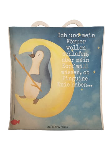 Mr. & Mrs. Panda Einkaufstasche Pinguin Mond Design mit Spruch in Weiß